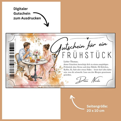 Frühstücksgutschein an einem gemütlichen Bistro-Tisch