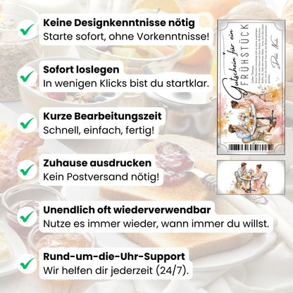 Frühstücksgutschein mit romantischer Café-Szene