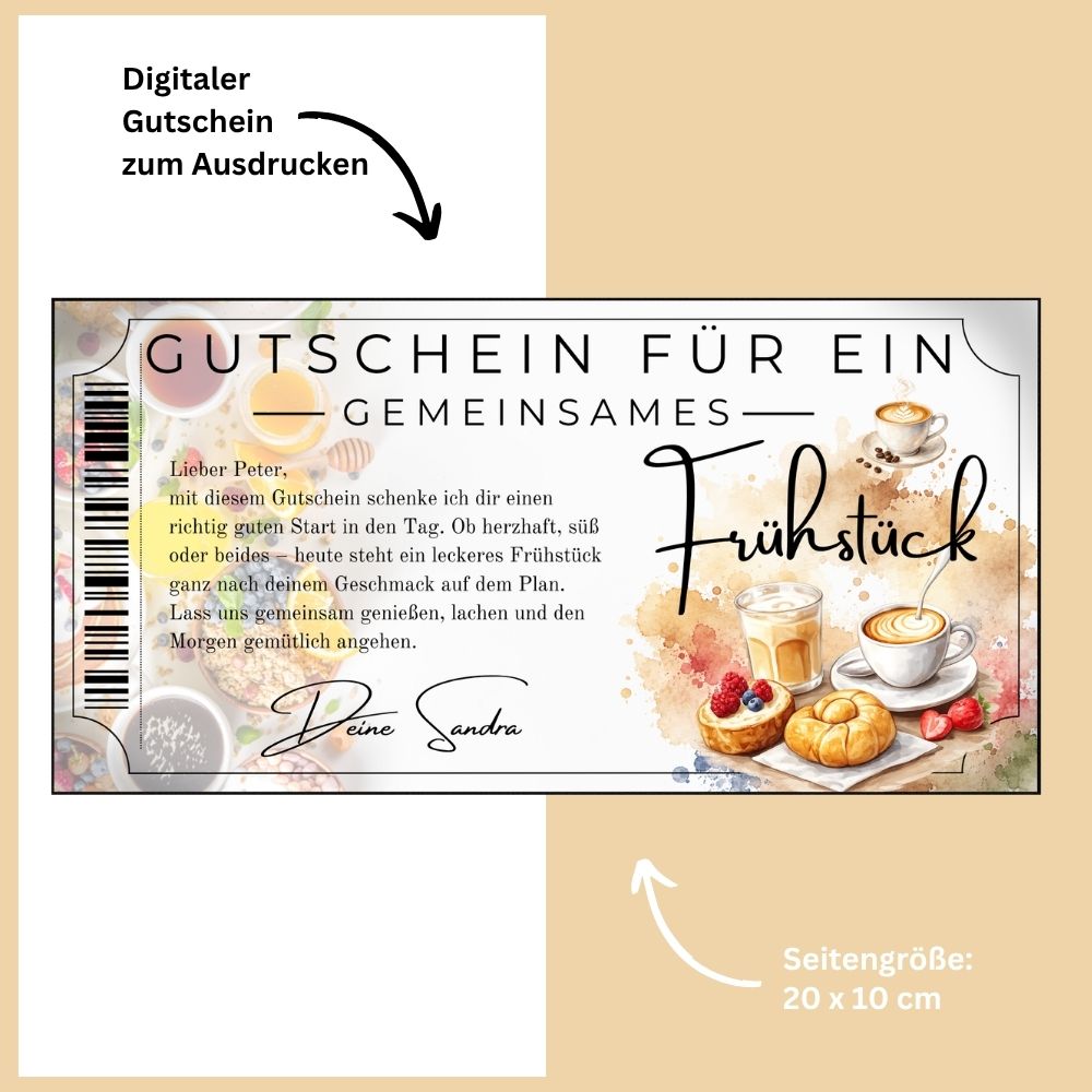 Frühstücksgutschein mit Gebäck und frischen Beeren