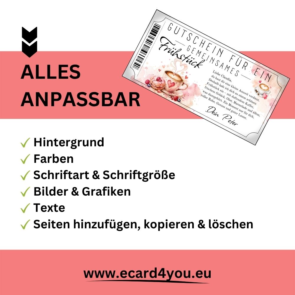 Frühstücksgutschein als sofort Download – druckfertig und personalisierbar