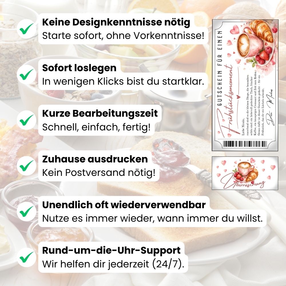 Frühstücksmoment Gutschein mit saftigen Erdbeeren