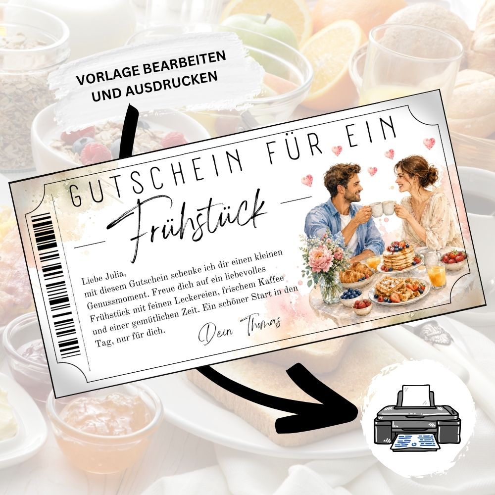 Frühstücksgutschein mit reichhaltigem Frühstücksbuffet