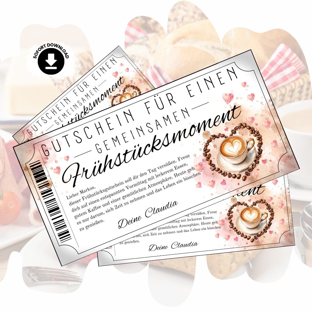Digitaler Frühstücksmoment Gutschein zum Selbstgestalten