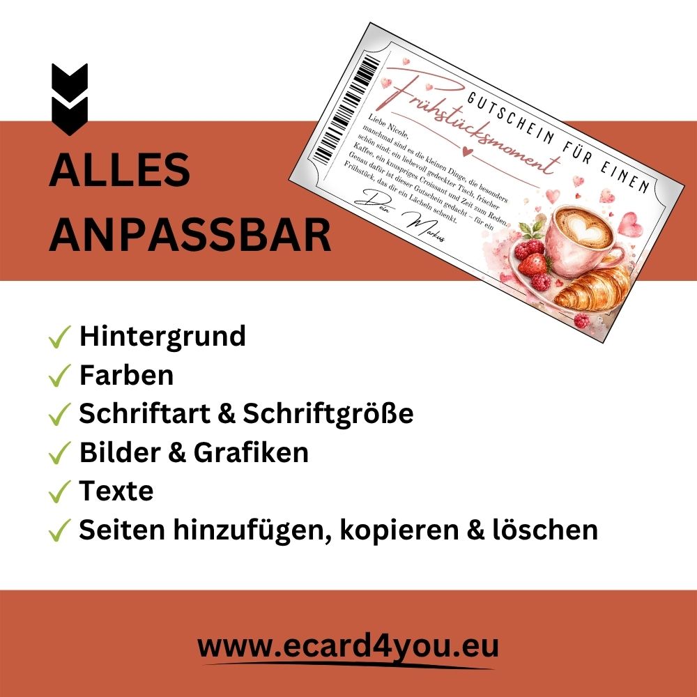Frühstücksmoment Gutschein für ein Frühstück mit Herz