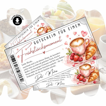 Frühstücksmoment Gutschein mit frischen Himbeeren