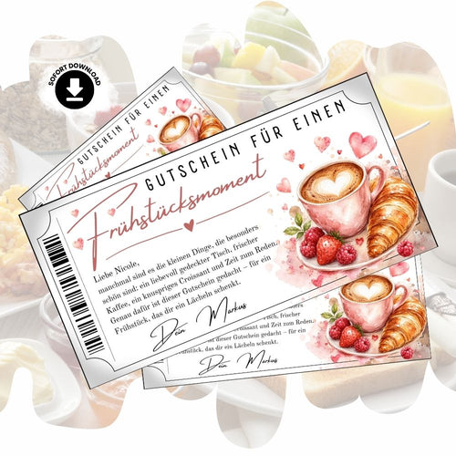 Frühstücksmoment Gutschein mit frischen Himbeeren