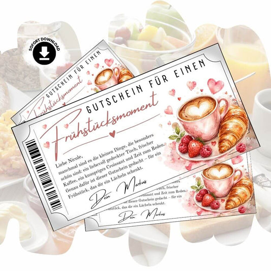 Frühstücksmoment Gutschein mit frischen Himbeeren
