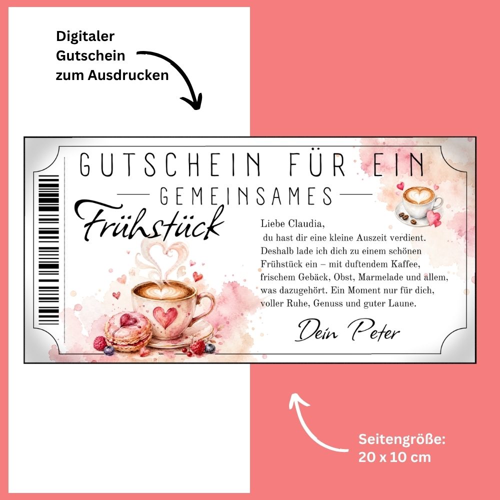 Romantischer Frühstücksgutschein zum Jahrestag verschenken