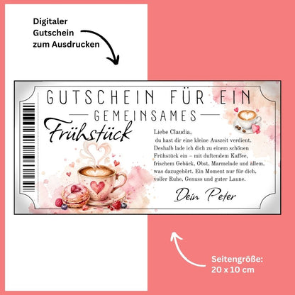 Romantischer Frühstücksgutschein zum Jahrestag verschenken