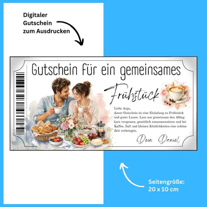 Frühstücksgutschein mit frisch aufgebrühtem Kaffee