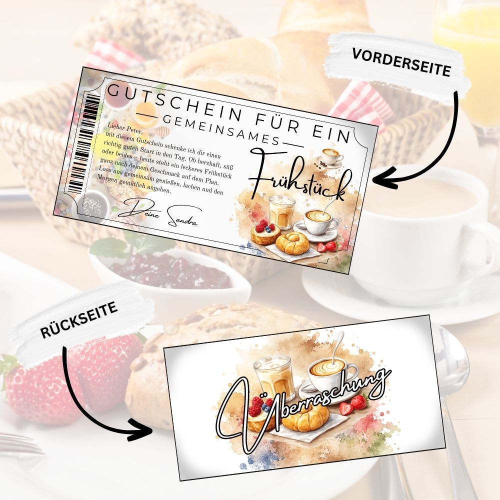 Frühstücksgutschein mit Kaffee und feiner Latte-Art