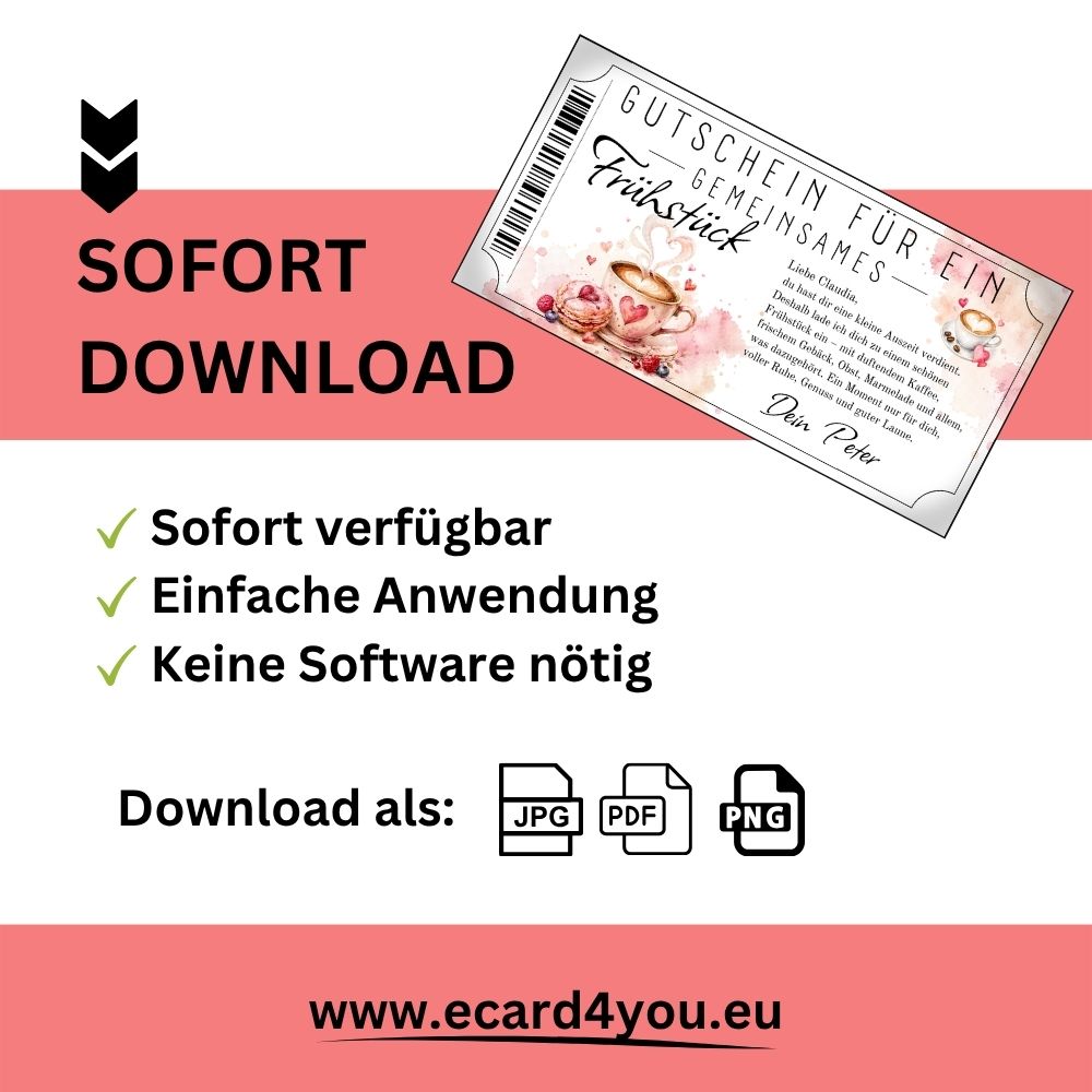 Frühstücksgutschein als liebevolle Überraschung für den Partner