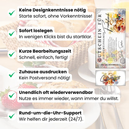 Frühstücksgutschein selbst personalisieren mit eigenem Namen und Text