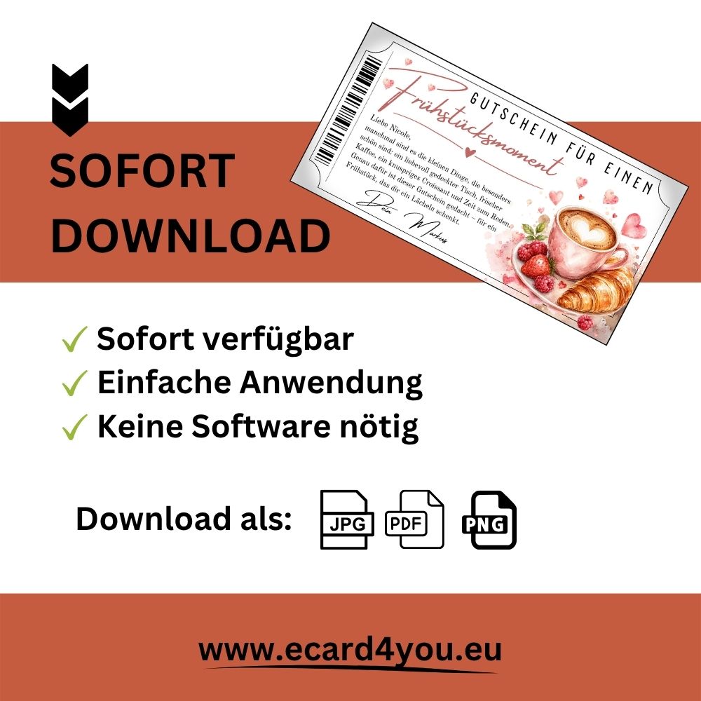 Frühstücksmoment Gutschein mit süßem Frühstücksmotiv