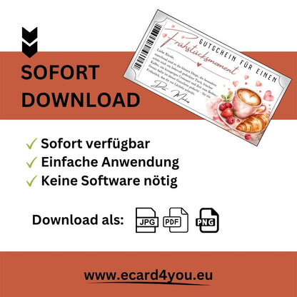 Frühstücksmoment Gutschein mit süßem Frühstücksmotiv