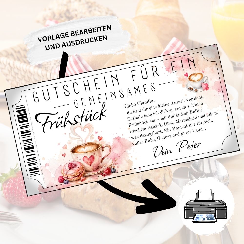 Digitaler Frühstücksgutschein zum Valentinstag