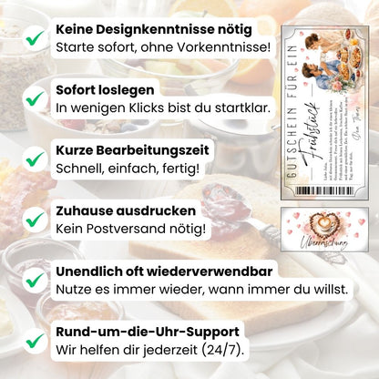 Frühstücksgutschein mit knusprigen Waffeln