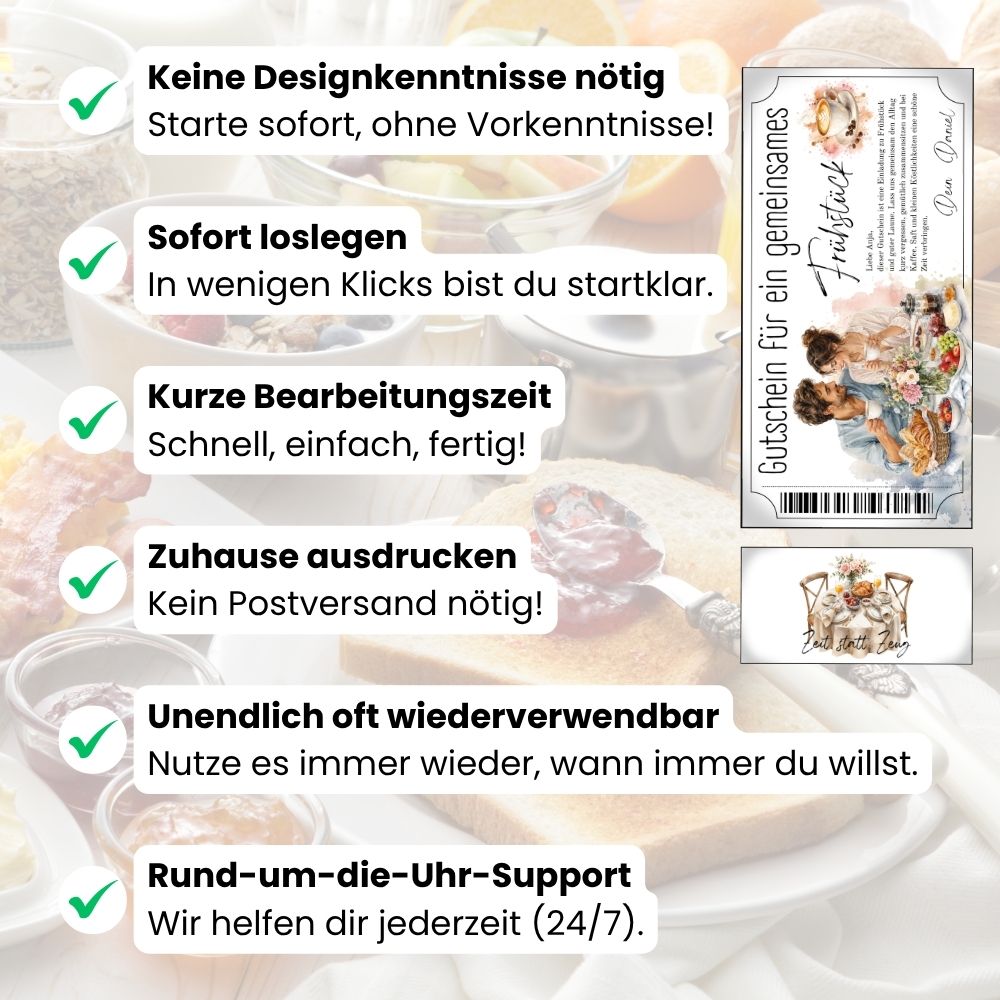 Frühstücksgutschein mit frischen Weintrauben