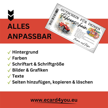 Führerschein Gutschein Bobby-Car humorvoll gestaltet für Familie und Freundeskreis