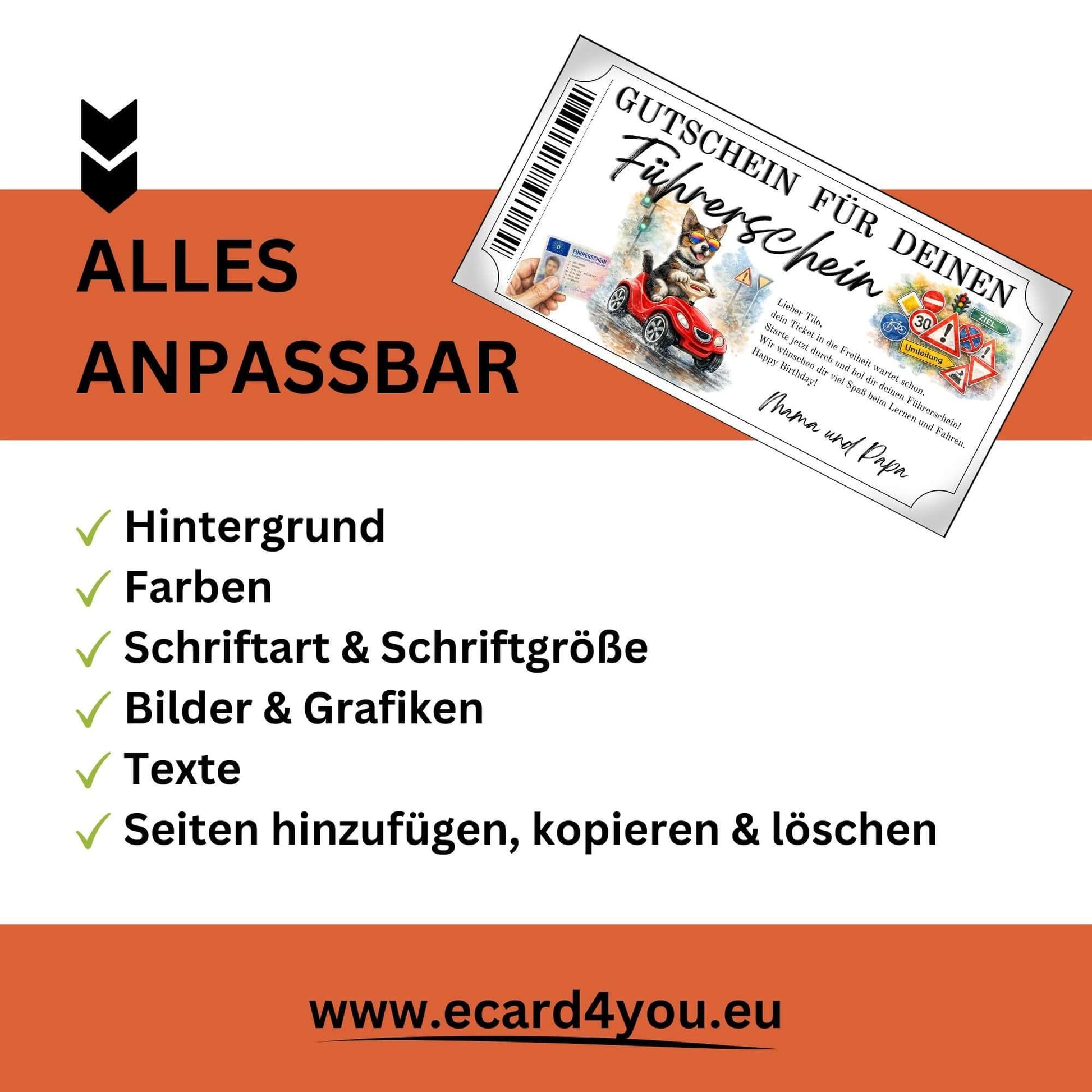 Führerschein Gutschein Hund humorvoll gestaltet für Tierliebhaber und Hundefans