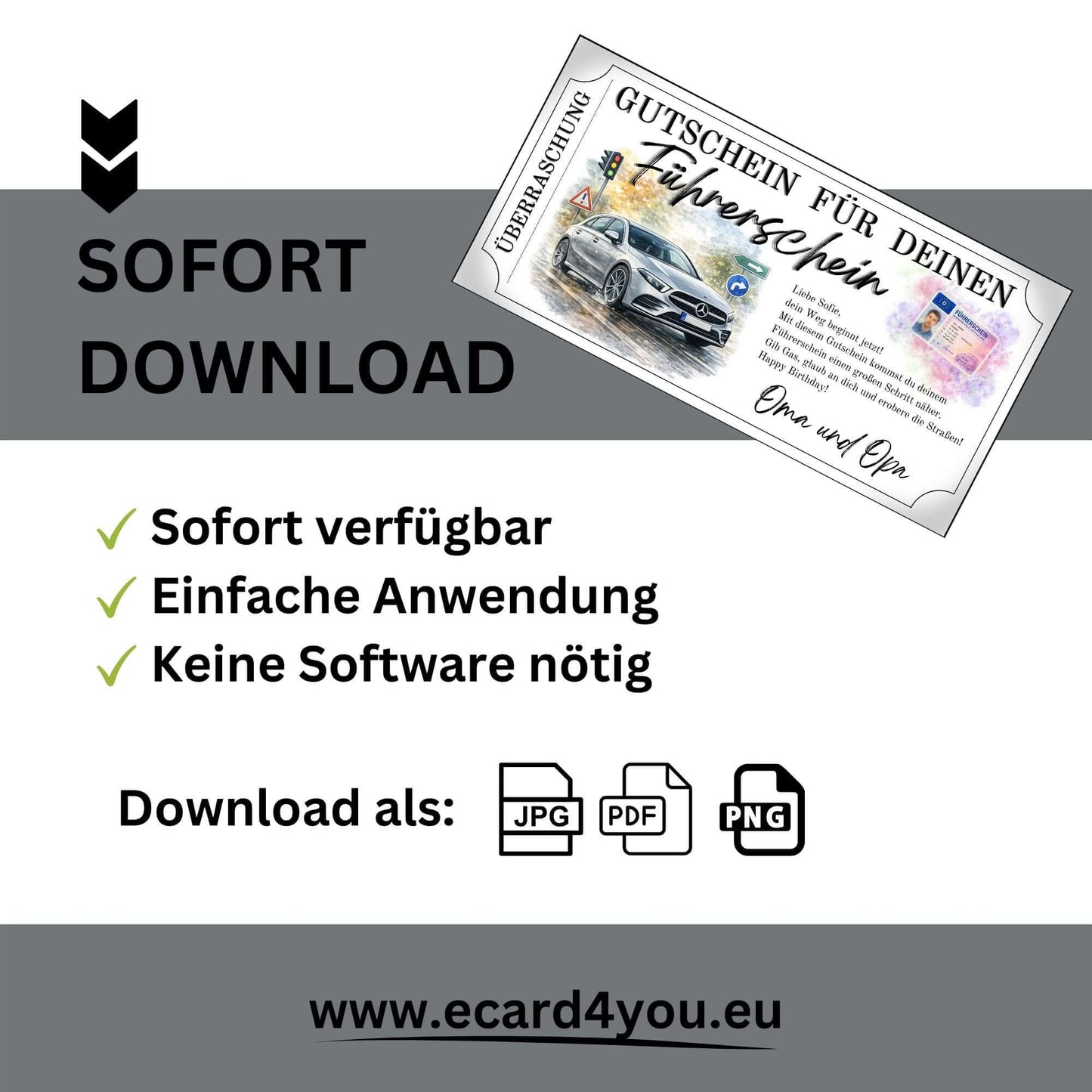 Personalisierbare Führerschein Gutschein elegant Vorlage im Ticketrahmen mit Barcode
