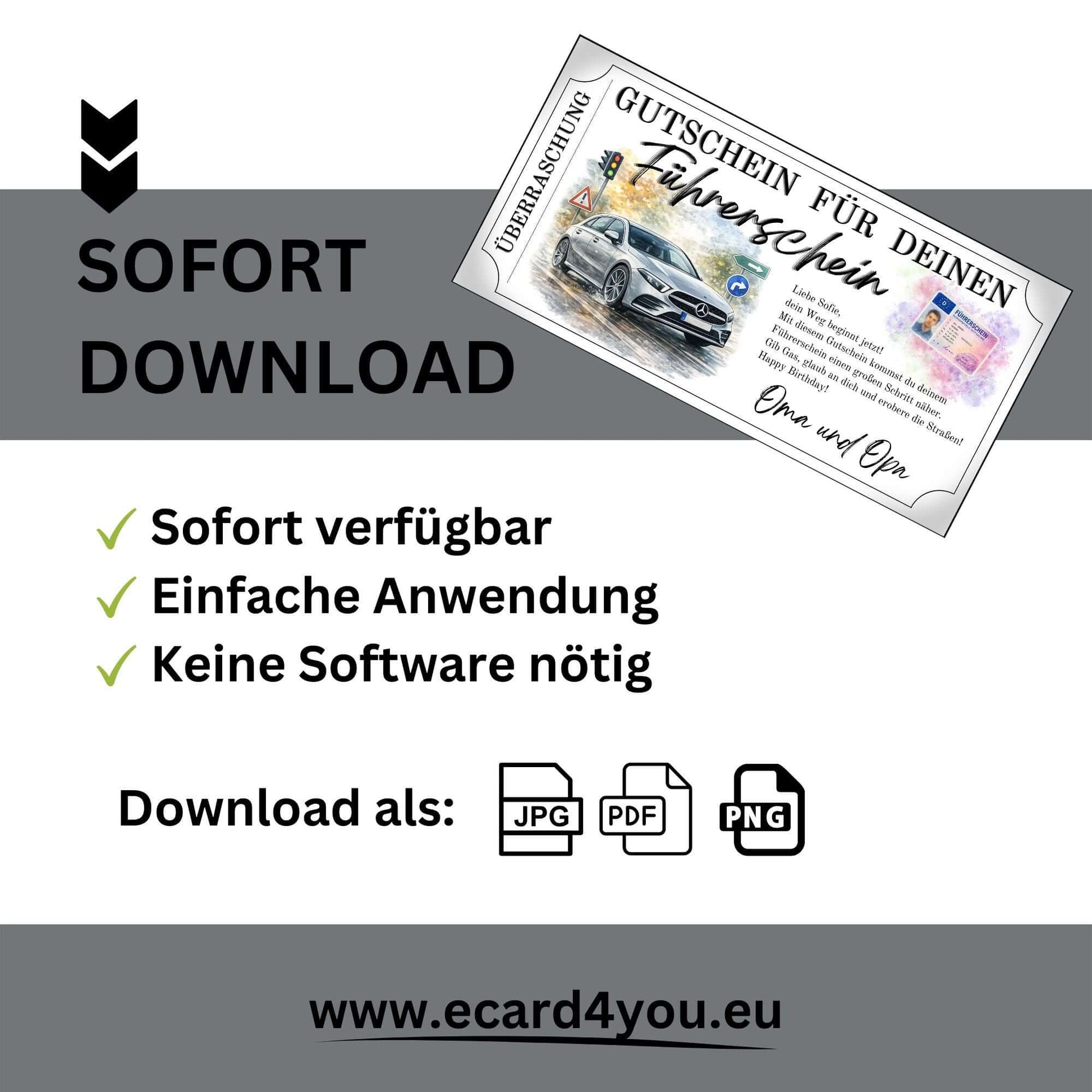 Personalisierbare Führerschein Gutschein elegant Vorlage im Ticketrahmen mit Barcode