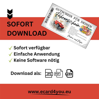 Personalisierbare Führerschein Gutschein Bobby-Car Vorlage im Ticketrahmen mit doppeltem Barcode