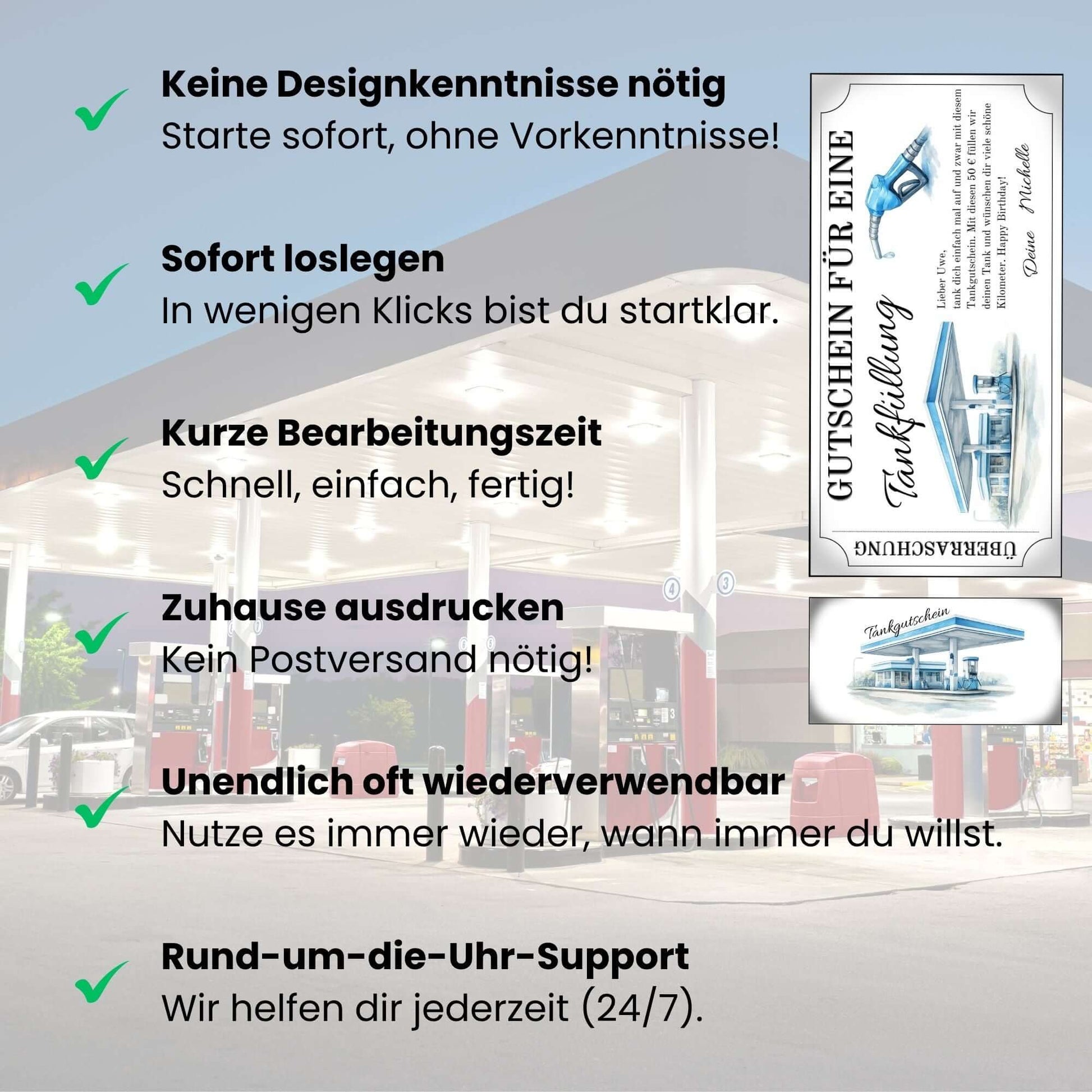 Tankgutschein zum Ausdrucken mit praktischen Vorteilen und Anweisungen zur Nutzung