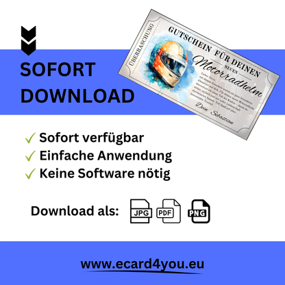 Motorradhelm Gutschein selbst personalisieren mit individuellem Text und Namen
