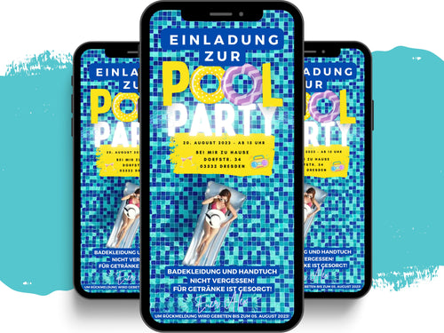 eCARD - Animierte Pool Party Einladungskarte