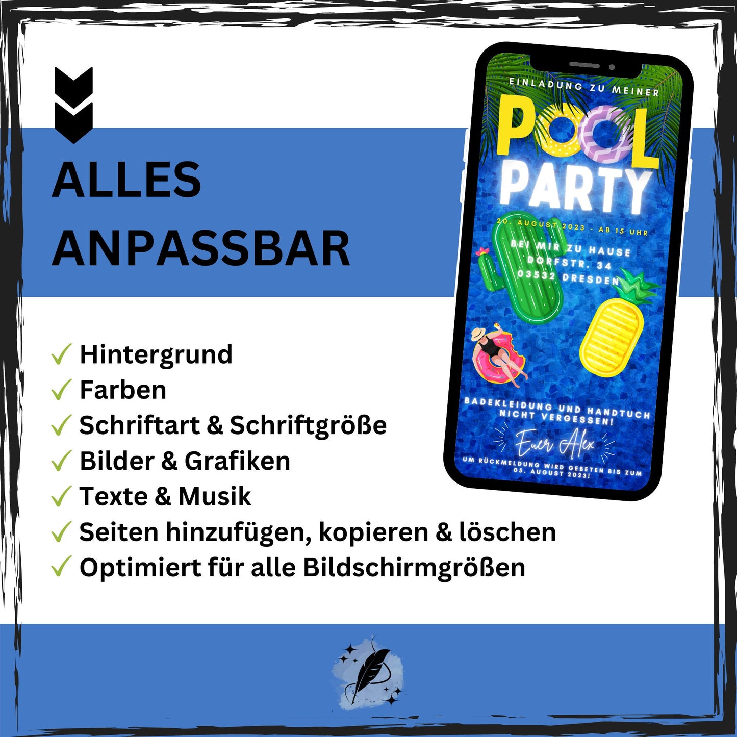 eCARD - Animierte Pool Party Einladungskarte