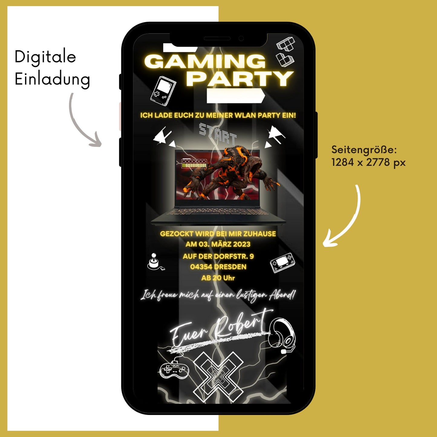 eCARD - Animierte Gaming Party Einladungskarte