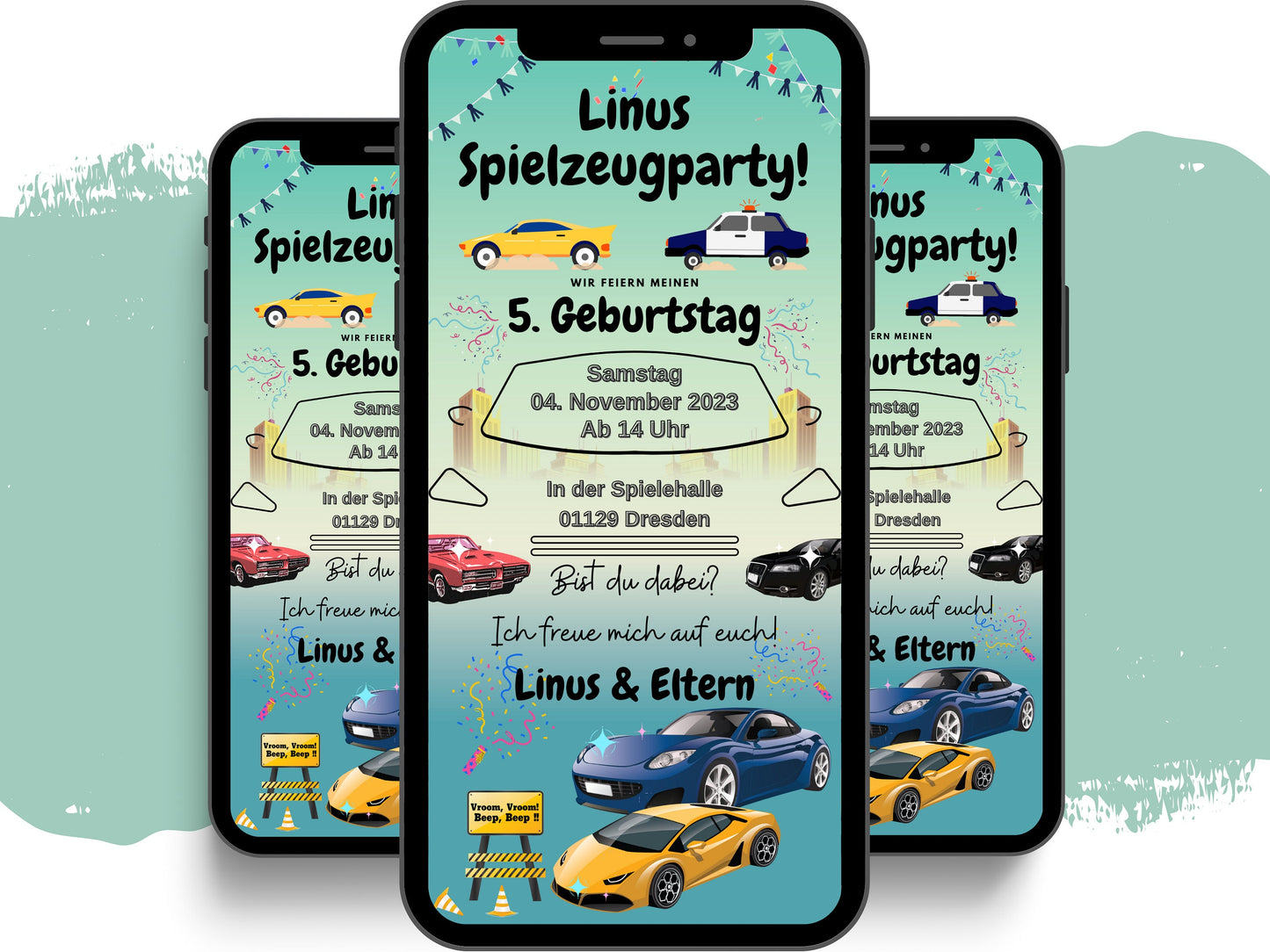 eCARD - Animierte Kindergeburtstags Party Einladungskarte