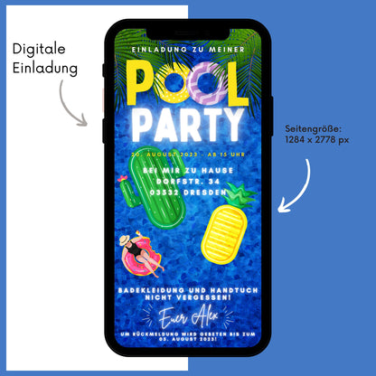 eCARD - Animierte Pool Party Einladungskarte