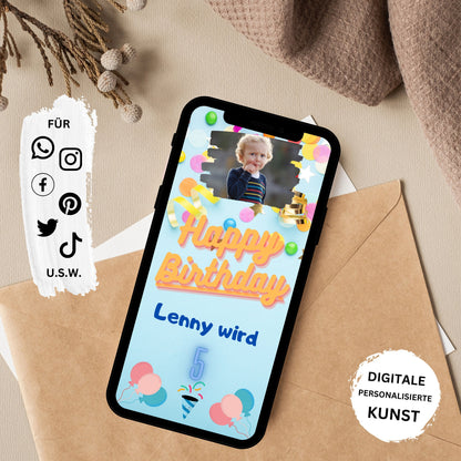 eCARD - Animierte Kindergeburtstags Party Einladungskarte