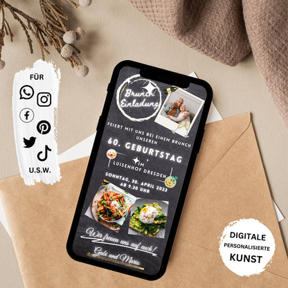 eCARD - Brunch Frühstück Mittag Einladungskarte