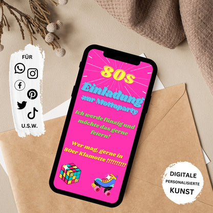 eCARD - 80er 90er Jahre Party Einladungskarte