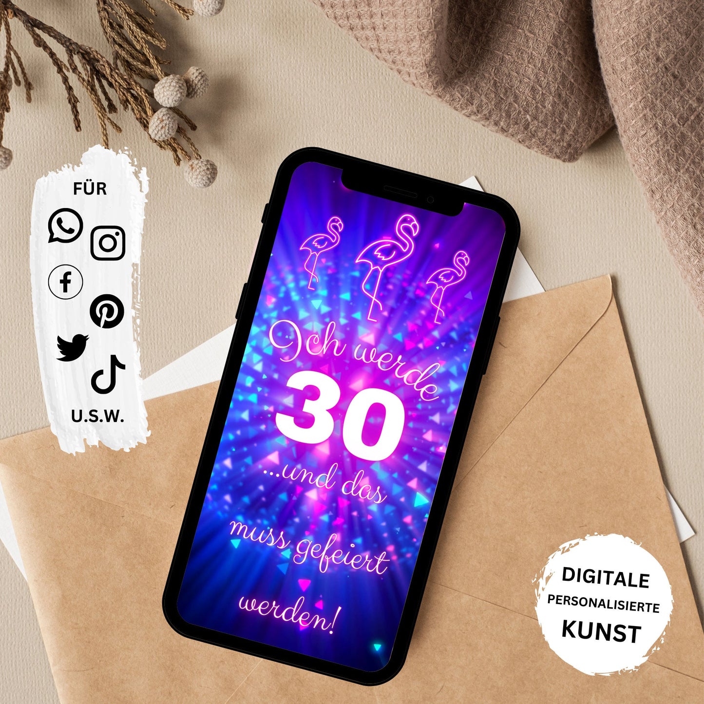 eCARD - Geburtstag Neonparty Einladungskarte