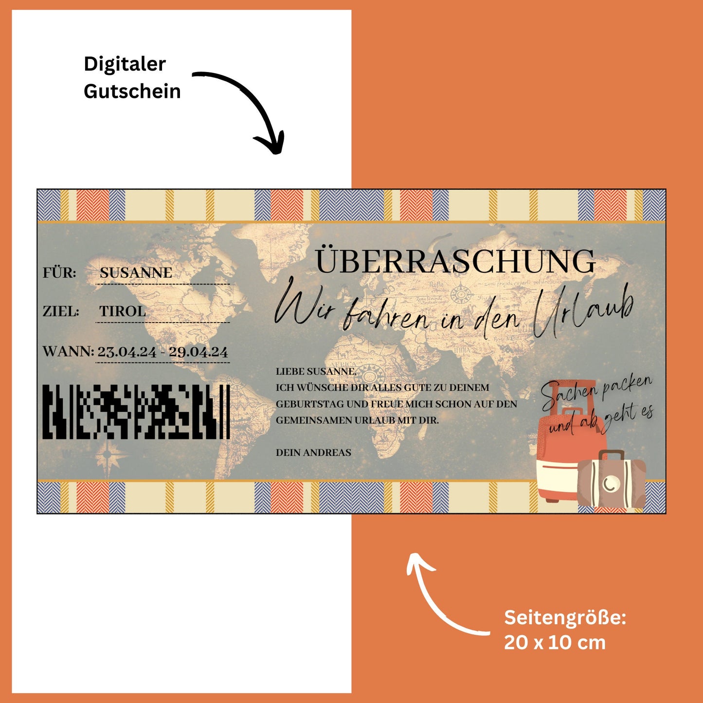 Gutschein - Geschenkgutschein Urlaubsreise Geschenkidee