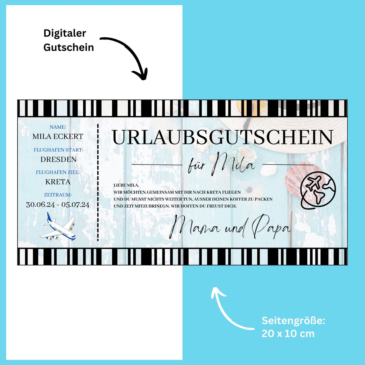 Gutschein - Geschenkgutschein Urlaubsreise Geschenkidee