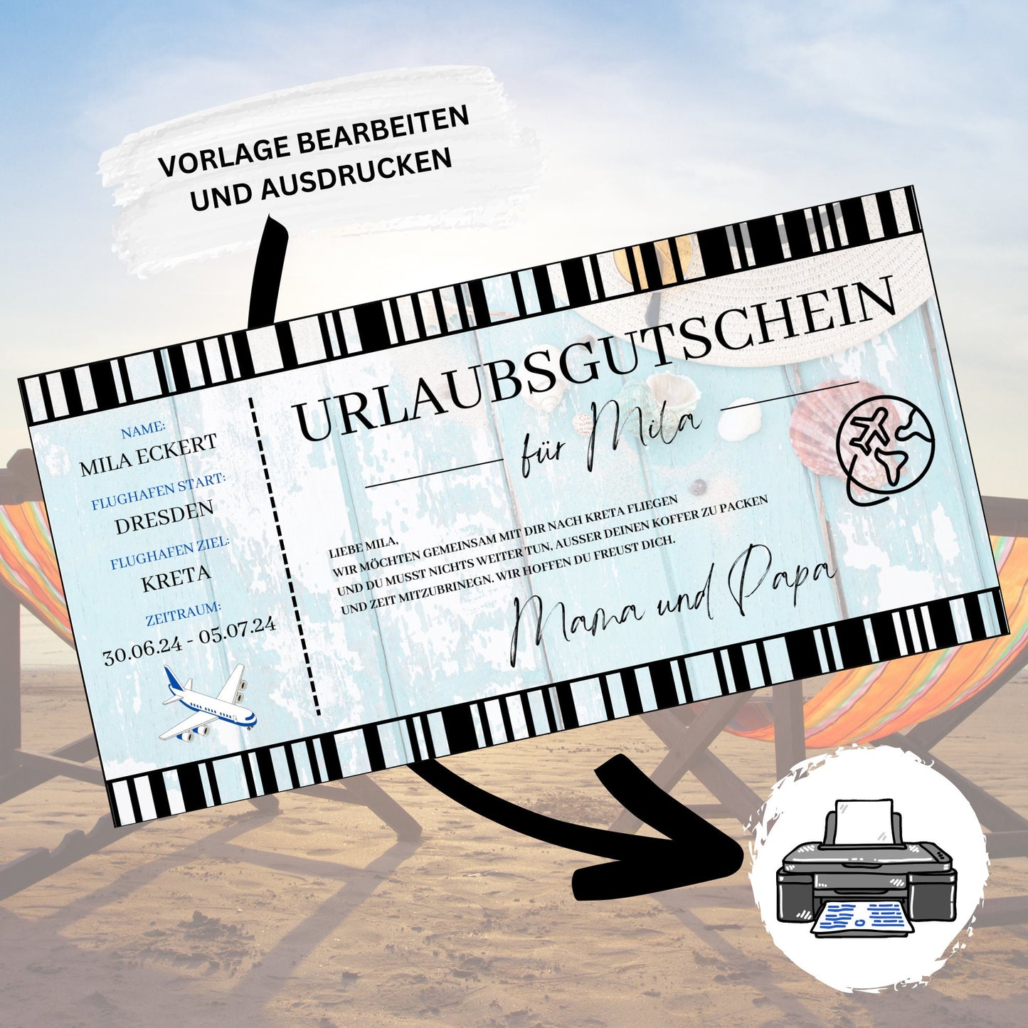 Gutschein - Geschenkgutschein Urlaubsreise Geschenkidee