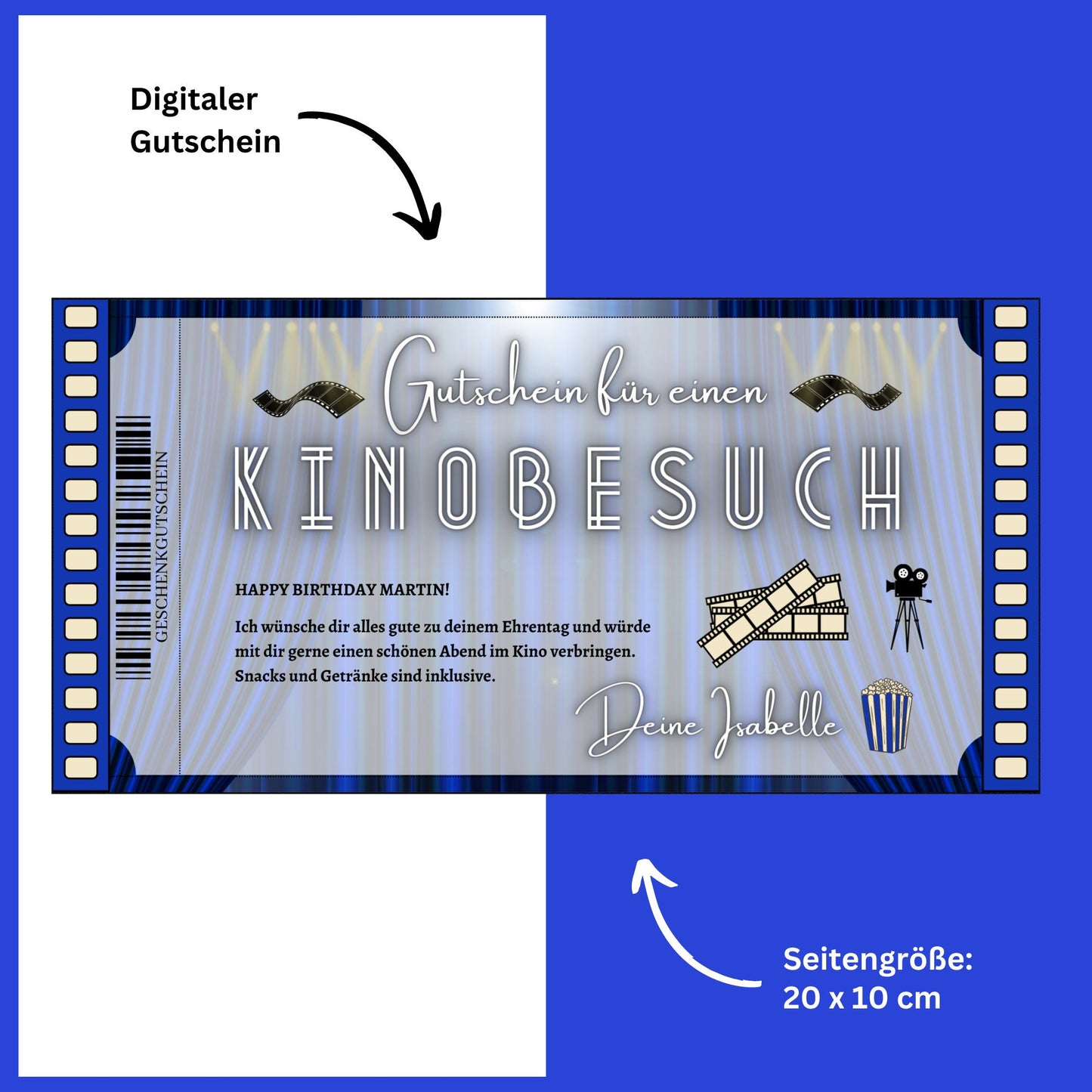 Gutschein - Kinobesuch Kinokarte Geschenkgutschein