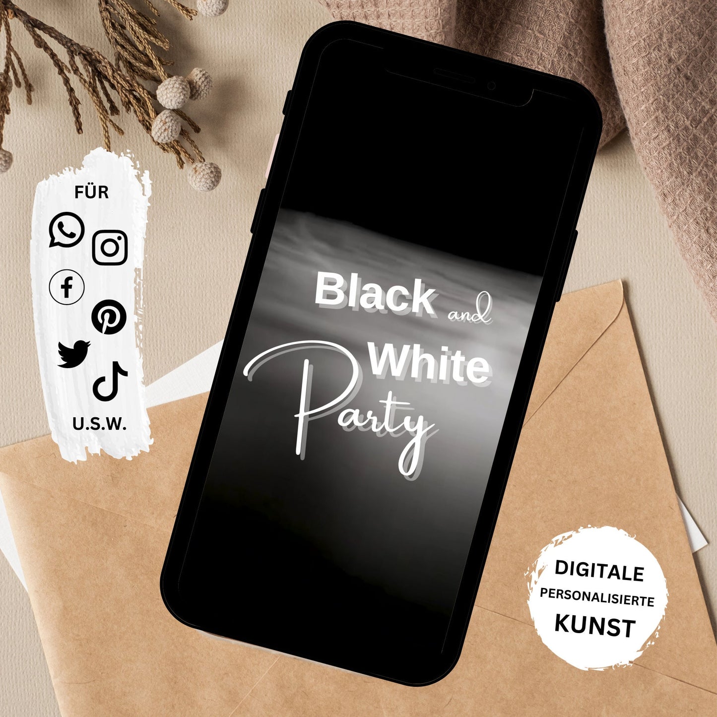 eCARD - Black and White Einladungskarte