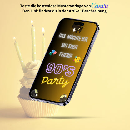 eCARD - 80er 90er Jahre Party Einladungskarte