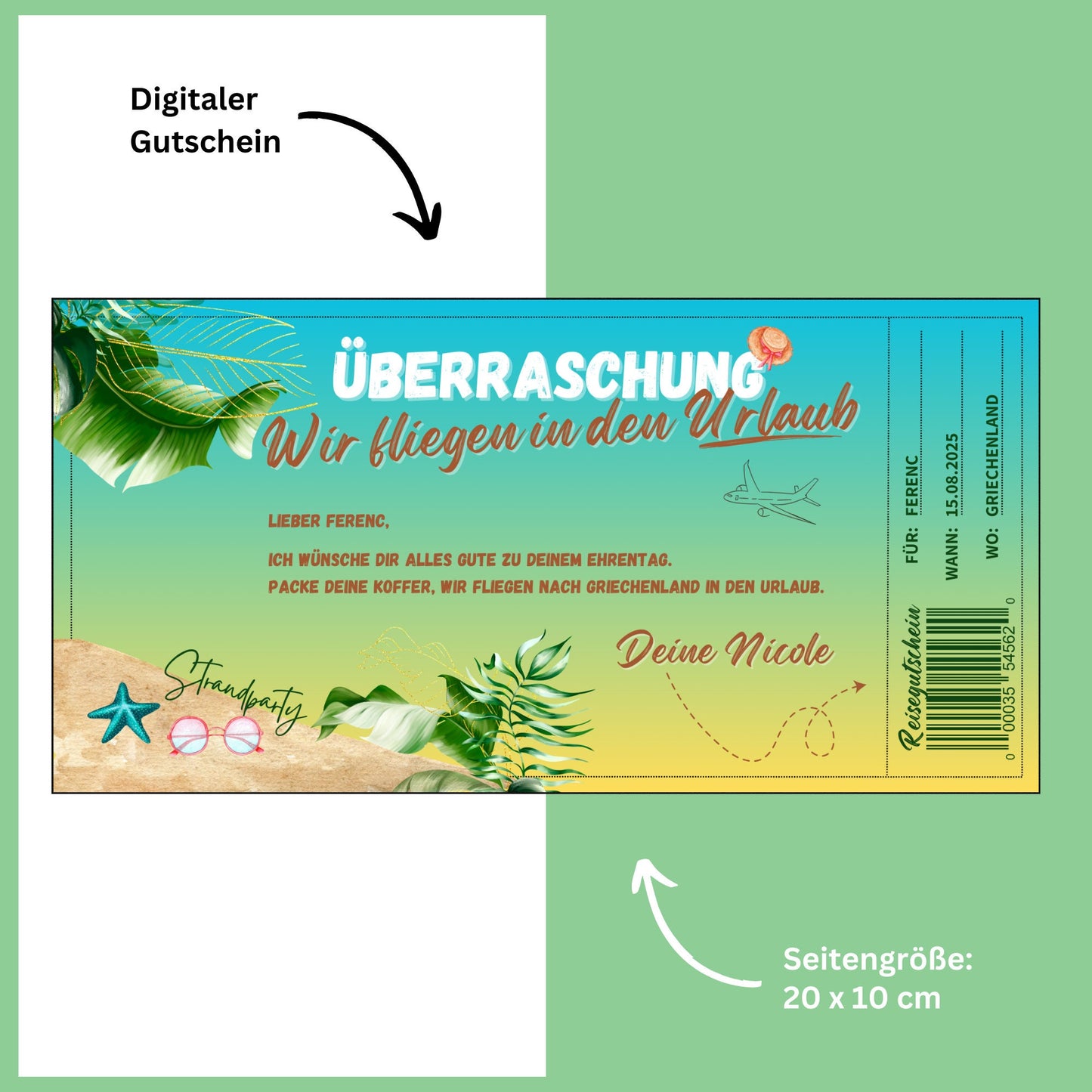 Gutschein - Reise Urlaubsreise Reisegutschein Geburtstag