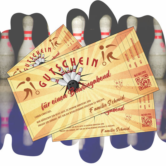 Gutschein - Bowling Kegeln Geschenkgutschein