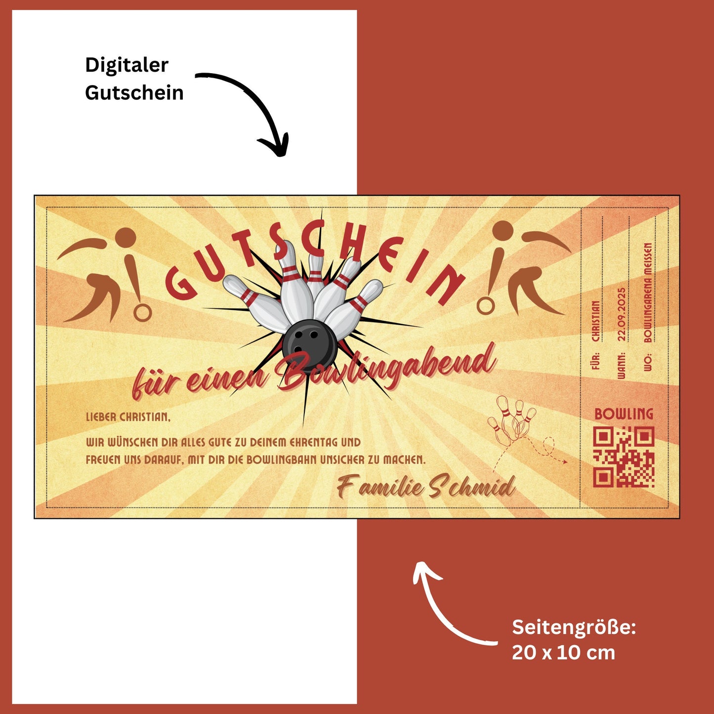 Gutschein - Bowling Kegeln Geschenkgutschein