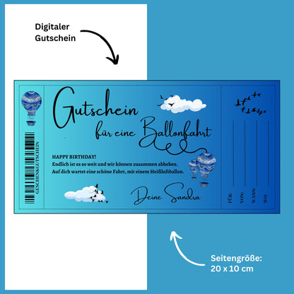 Gutschein - Heißluftballonfahrt Ballonfahrt Erlebnisgutscheinkarte