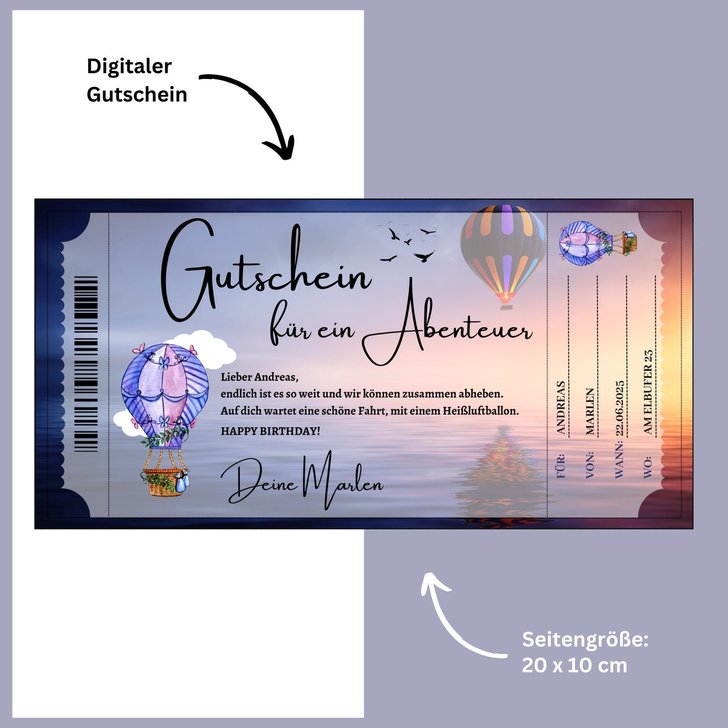 Gutschein - Heißluftballonfahrt Ballonfahrt Erlebnisgutscheinkarte