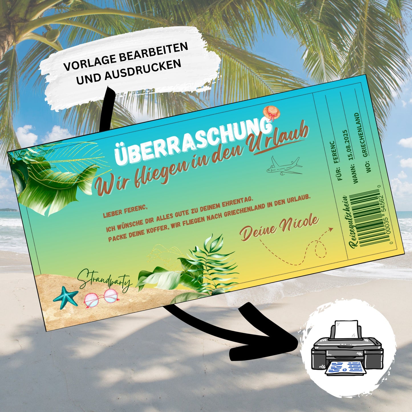 Gutschein - Reise Urlaubsreise Reisegutschein Geburtstag